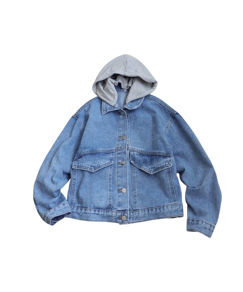 antiqua(アンティカ)の「2WAYフード付きデニムジャケット(デニムジャケット・キッズ・ブルー・ONESIZE)」の20枚目の写真