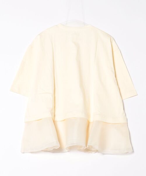 STYLEBLOCK（スタイルブロック）の「綿天竺オーガンジーフリルヘムTシャツ（Tシャツ/カットソー・レディース・ブラック/ホワイト/ホワイト系その他・M）」の4枚目の写真