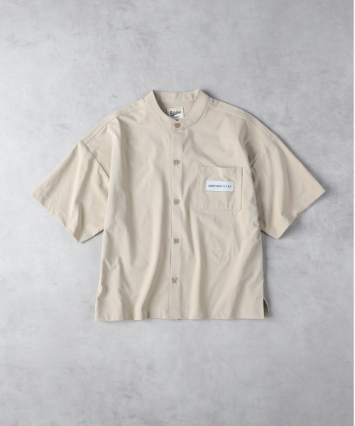 Right-on（ライトオン）の「【Refurbish】バンドカラー半袖シャツ（シャツ/ブラウス・キッズ・ブラック/ベージュ・130/140/150/160）」の4枚目の写真