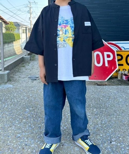 Right-on（ライトオン）の「【Refurbish】バンドカラー半袖シャツ（シャツ/ブラウス・キッズ・ブラック/ベージュ・130/140/150/160）」の12枚目の写真