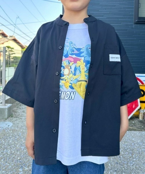 Right-on（ライトオン）の「【Refurbish】バンドカラー半袖シャツ（シャツ/ブラウス・キッズ・ブラック/ベージュ・130/140/150/160）」の14枚目の写真