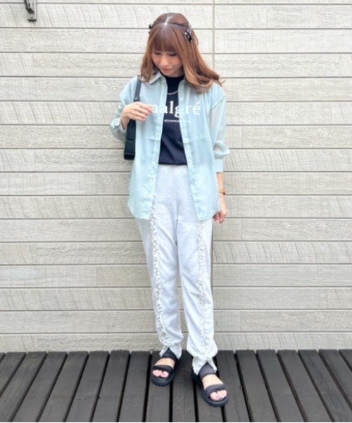 Belle Cie(ベルシー)の「透け感と脇リボンでふわふわガーリー シアーシャツトップス(シャツ/ブラウス・レディース・アイボリー/ミント/パープル/ラベンダー/ホワイト/ピンク・FREE)」の16枚目の写真