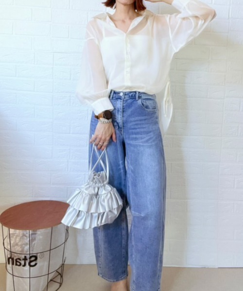 Belle Cie(ベルシー)の「透け感と脇リボンでふわふわガーリー シアーシャツトップス(シャツ/ブラウス・レディース・アイボリー/ミント/パープル/ラベンダー/ホワイト/ピンク・FREE)」の18枚目の写真