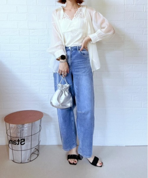 Belle Cie(ベルシー)の「透け感と脇リボンでふわふわガーリー シアーシャツトップス(シャツ/ブラウス・レディース・アイボリー/ミント/パープル/ラベンダー/ホワイト/ピンク・FREE)」の21枚目の写真