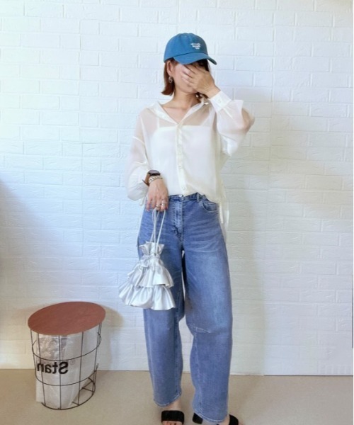 Belle Cie(ベルシー)の「透け感と脇リボンでふわふわガーリー シアーシャツトップス(シャツ/ブラウス・レディース・アイボリー/ミント/パープル/ラベンダー/ホワイト/ピンク・FREE)」の22枚目の写真