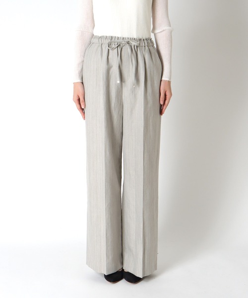 Jines（ジネス）の「リネン混ストライプリラックスパンツ（その他パンツ・レディース・ベージュ/ブラウン・38）」の8枚目の写真