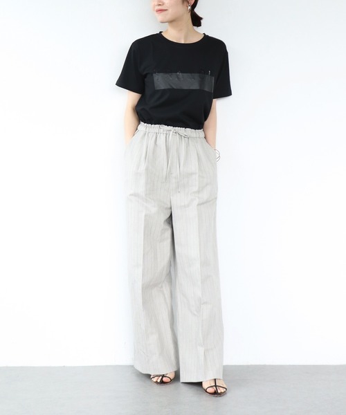 ニーナ 美品 45rpm リネン混 パンツ セール】リネン混ストライプリラックスパンツ（その他パンツ