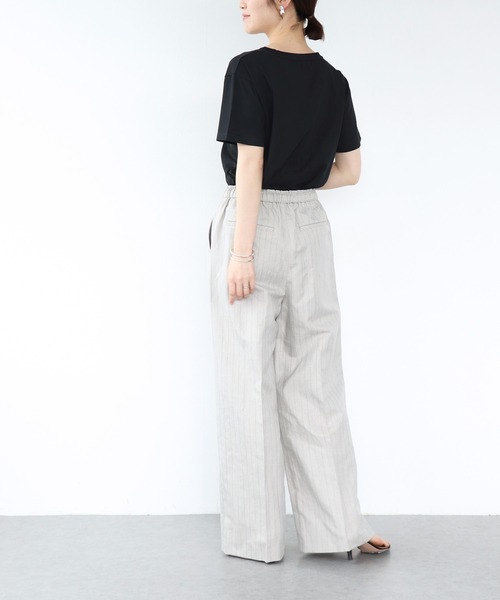 Jines（ジネス）の「リネン混ストライプリラックスパンツ（その他パンツ・レディース・ベージュ/ブラウン・38）」の7枚目の写真