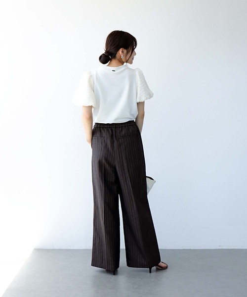 ニーナ 美品 45rpm リネン混 パンツ セール】リネン混ストライプリラックスパンツ（その他パンツ