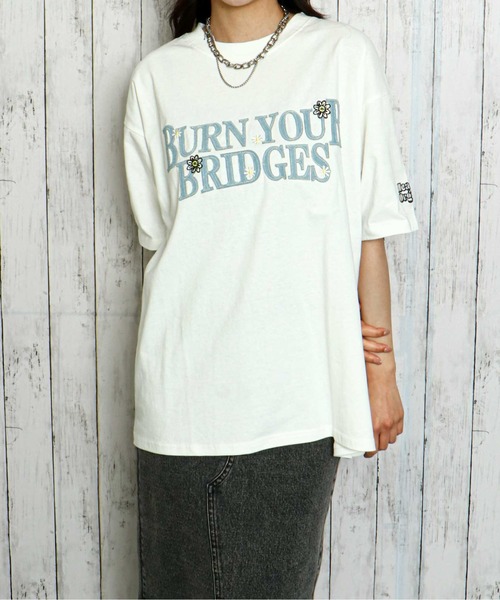 セール】デニムロゴ花刺繍Tシャツ（Tシャツ/カットソー