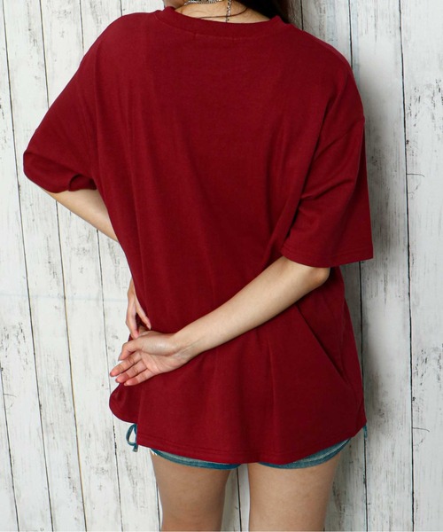 GORGE(ゴージ)の「《デニムロゴ×花刺繍》レディース 半袖Tシャツ ビッグシルエット ゆるT 春夏秋(Tシャツ/カットソー・レディース・ボルドー/スミクロ/オフホワイト・F)」の16枚目の写真