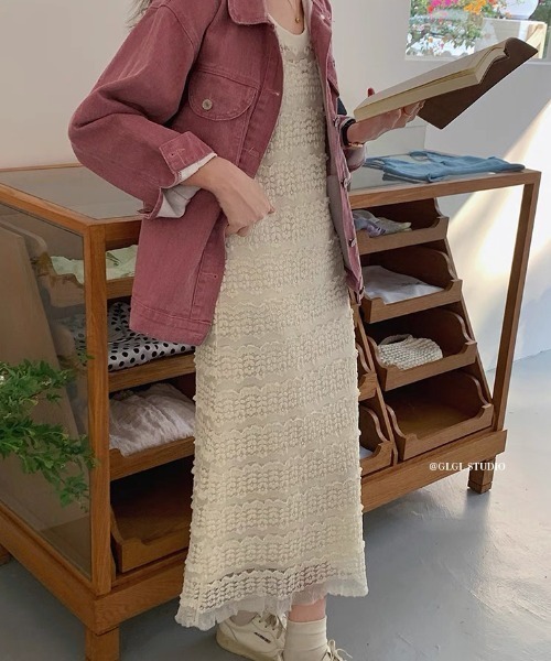 gossip！ロサンゼルス（ゴシップロサンゼルス）の「モコモコレースニット ノースリーブフェミニンワンピース（ジャンパースカート・レディース・オフホワイト・M/L）」の9枚目の写真