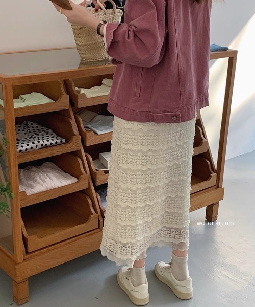 gossip！ロサンゼルス（ゴシップロサンゼルス）の「モコモコレースニット ノースリーブフェミニンワンピース（ジャンパースカート・レディース・オフホワイト・M/L）」の11枚目の写真