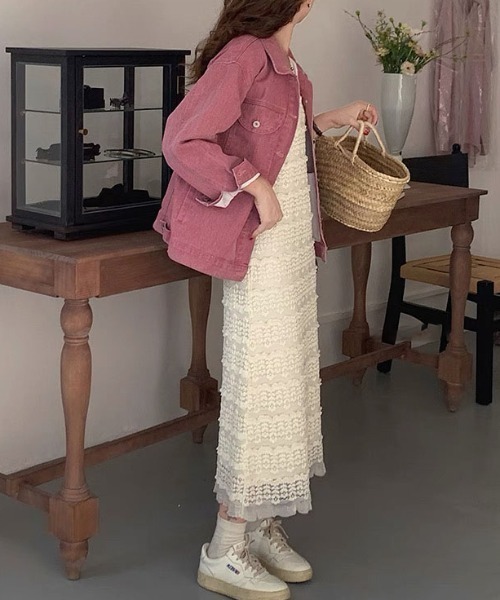 gossip！ロサンゼルス（ゴシップロサンゼルス）の「モコモコレースニット ノースリーブフェミニンワンピース（ジャンパースカート・レディース・オフホワイト・M/L）」の3枚目の写真