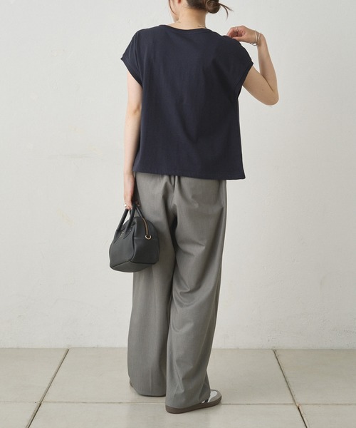 PUAL CE CIN(ピュアルセシン)の「ショート丈ロゴプリントTシャツ(Tシャツ/カットソー・レディース・オフホワイト/ネイビー・FREE)」の12枚目の写真