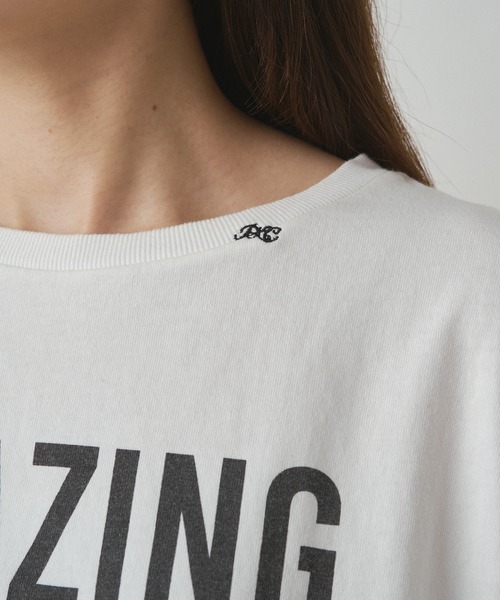 PUAL CE CIN(ピュアルセシン)の「ショート丈ロゴプリントTシャツ(Tシャツ/カットソー・レディース・オフホワイト/ネイビー・FREE)」の19枚目の写真