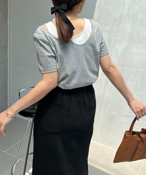 新品 タグ無しCAPRICIEUX LE'MAGE アシメギャザーTシャツ CAPRICIEUX LE'MAGE（カプリシューレマージュ）の「アシメ