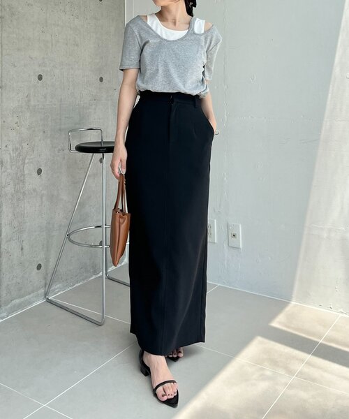 CAPRICIEUX LE'MAGE(カプリシューレマージュ)の「【1枚で着映え】レイヤードアシメネックTシャツ(Tシャツ/カットソー・レディース・グレー/ベージュ/ブラック・FREE)」の21枚目の写真