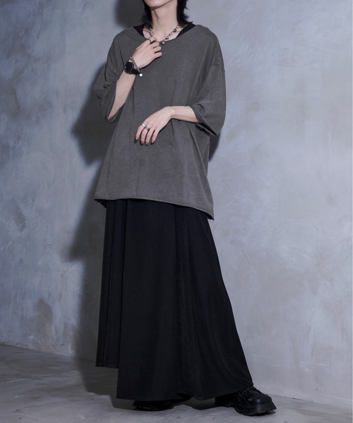 Ellno Loset【黒色コラボ】ドレープアシメレイヤードシャツ M 完売品 Ellno Loset シャツ 「黒色コラボ」ドレープアシメレイヤード