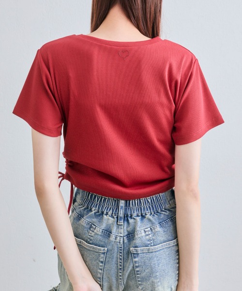 OLIVE des OLIVE(オリーブデオリーブ)の「脇ドロストテレコトップス(Tシャツ/カットソー・レディース・ブラック/ピンク/レッド/オフホワイト・FREE)」の14枚目の写真