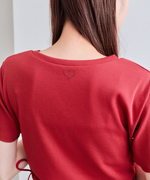 OLIVE des OLIVE(オリーブデオリーブ)の「脇ドロストテレコトップス(Tシャツ/カットソー・レディース・ブラック/ピンク/レッド/オフホワイト・FREE)」の16枚目の写真