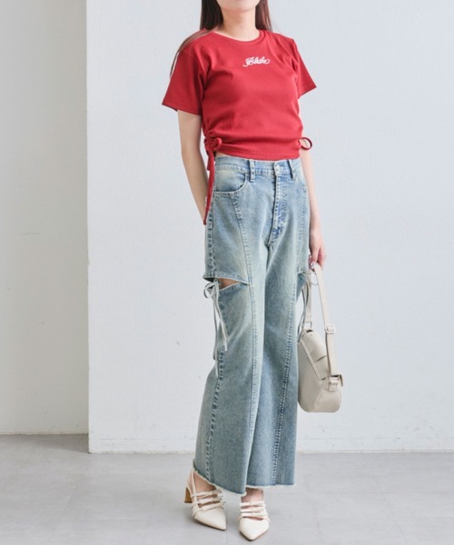 OLIVE des OLIVE(オリーブデオリーブ)の「脇ドロストテレコトップス(Tシャツ/カットソー・レディース・ブラック/ピンク/レッド/オフホワイト・FREE)」の17枚目の写真