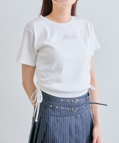 OLIVE des OLIVE(オリーブデオリーブ)の「脇ドロストテレコトップス(Tシャツ/カットソー・レディース・ブラック/ピンク/レッド/オフホワイト・FREE)」の20枚目の写真