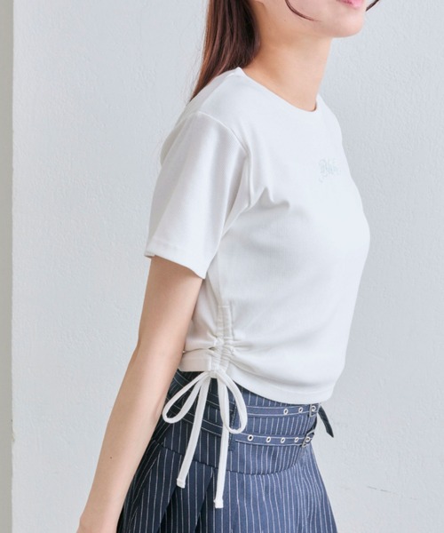 OLIVE des OLIVE(オリーブデオリーブ)の「脇ドロストテレコトップス(Tシャツ/カットソー・レディース・ブラック/ピンク/レッド/オフホワイト・FREE)」の21枚目の写真