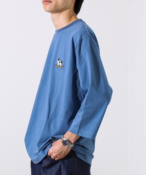 GLOSTER(グロスター)の「【GLOSTER/グロスター】デジブル 七分袖Tシャツ ドット刺繍(Tシャツ/カットソー・メンズ・ホワイト/ブラック/グレイッシュブルー・S/M/L)」の7枚目の写真