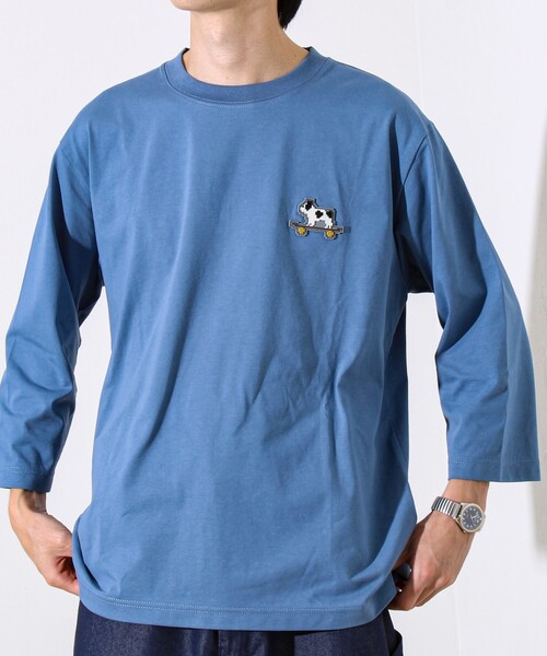 GLOSTER(グロスター)の「【GLOSTER/グロスター】デジブル 七分袖Tシャツ ドット刺繍(Tシャツ/カットソー・メンズ・ホワイト/ブラック/グレイッシュブルー・S/M/L)」の10枚目の写真