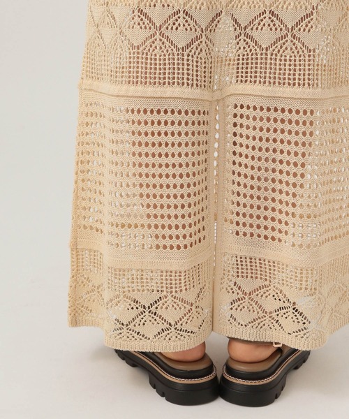 BAYFLOW（ベイフロー）の「透かし柄ニットスカート（スカート・レディース・アイボリー/ブラック・FREE）」の5枚目の写真