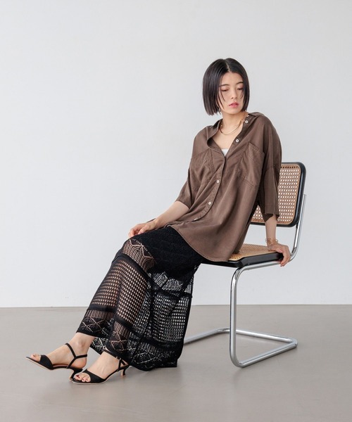 BAYFLOW（ベイフロー）の「透かし柄ニットスカート（スカート・レディース・アイボリー/ブラック・FREE）」の22枚目の写真