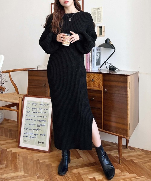 セール】ボトルネックニットワンピース（ワンピース）｜moment+