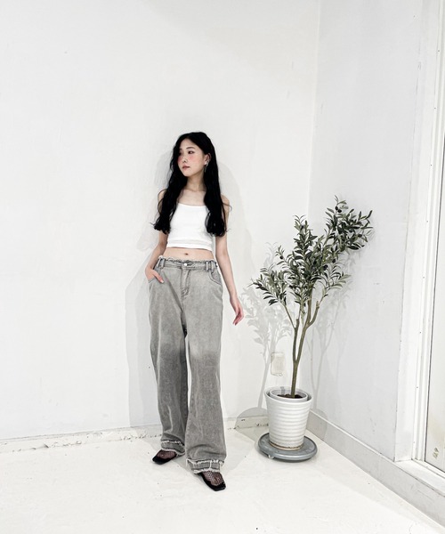 Y/lim（イリム）の「カップ付きクロップド丈配色紐キャミ（キャミソール・レディース・チャコール/ブラウン/オフホワイト・FREE）」の16枚目の写真