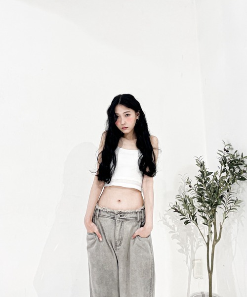 Y/lim（イリム）の「カップ付きクロップド丈配色紐キャミ（キャミソール・レディース・チャコール/ブラウン/オフホワイト・FREE）」の10枚目の写真