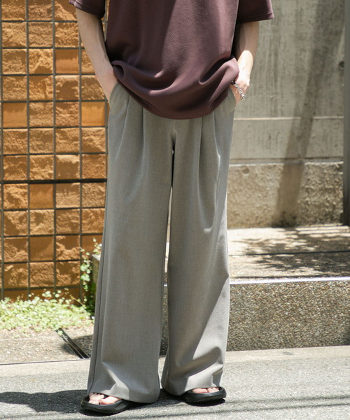 SENSE OF PLACE by URBAN RESEARCH（センスオブプレイスバイアーバンリサーチ）の「2タックフレアワイドスラックス（その他パンツ・メンズ・ライトベージュ/ブラック/ベージュ・LARGE/MEDIUM）」の10枚目の写真