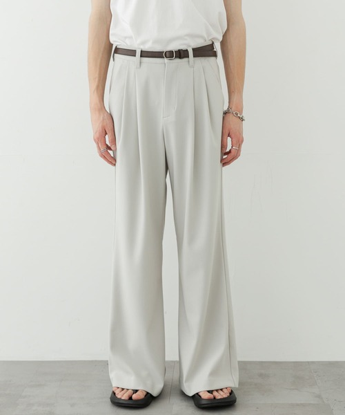 SENSE OF PLACE by URBAN RESEARCH（センスオブプレイスバイアーバンリサーチ）の「2タックフレアワイドスラックス（その他パンツ・メンズ・ライトベージュ/ブラック/ベージュ・LARGE/MEDIUM）」の21枚目の写真