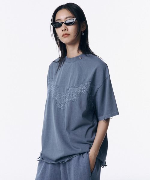 JOSE MOON(ジョゼムーン)の「DAMAGE TSHIRT/ダメージTシャツ(Tシャツ/カットソー・レディース・ホワイト/ベージュ系その他/チャコールグレー/ブルー・FREE)」の4枚目の写真