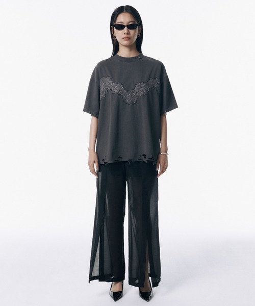 JOSE MOON(ジョゼムーン)の「DAMAGE TSHIRT/ダメージTシャツ(Tシャツ/カットソー・レディース・ホワイト/ベージュ系その他/チャコールグレー/ブルー・FREE)」の11枚目の写真