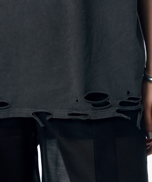 JOSE MOON(ジョゼムーン)の「DAMAGE TSHIRT/ダメージTシャツ(Tシャツ/カットソー・レディース・ホワイト/ベージュ系その他/チャコールグレー/ブルー・FREE)」の17枚目の写真