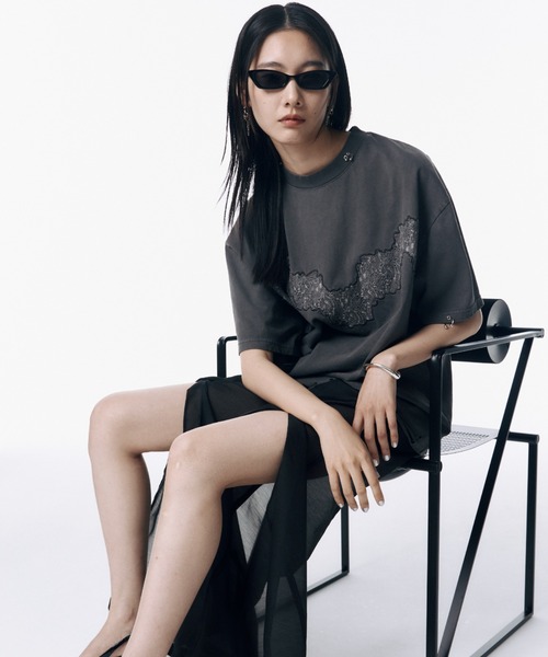 JOSE MOON(ジョゼムーン)の「DAMAGE TSHIRT/ダメージTシャツ(Tシャツ/カットソー・レディース・ホワイト/ベージュ系その他/チャコールグレー/ブルー・FREE)」の21枚目の写真