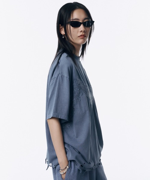 JOSE MOON(ジョゼムーン)の「DAMAGE TSHIRT/ダメージTシャツ(Tシャツ/カットソー・レディース・ホワイト/ベージュ系その他/チャコールグレー/ブルー・FREE)」の6枚目の写真