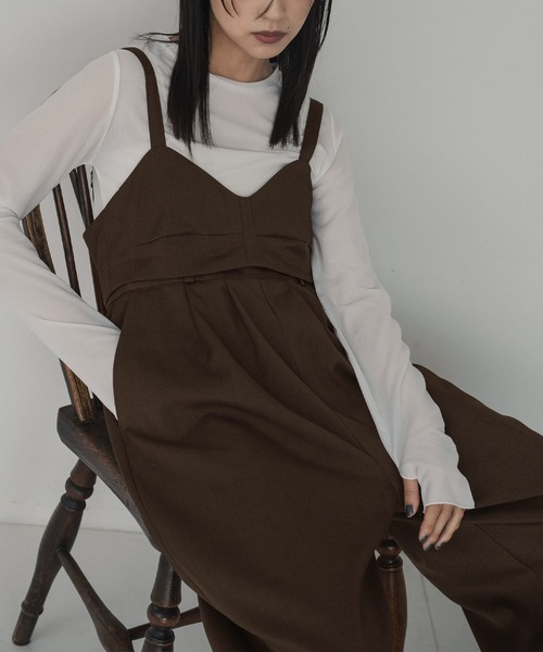hellam(へラム)の「2wayビスチェキャミサロペット(サロペット/オーバーオール・レディース・チャコール/ブラウン/ブラック・FREE)」の3枚目の写真