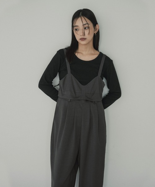 hellam(へラム)の「2wayビスチェキャミサロペット(サロペット/オーバーオール・レディース・チャコール/ブラウン/ブラック・FREE)」の6枚目の写真