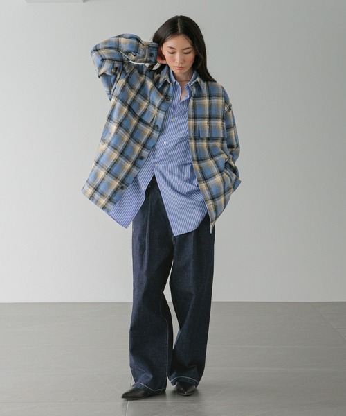 LOWRYS FARM（ローリーズファーム）の「【LFM(U)】デニムタックワイドパンツ　 571356（デニムパンツ・メンズ・ブルー/ブラック・MEDIUM/LARGE）」の21枚目の写真