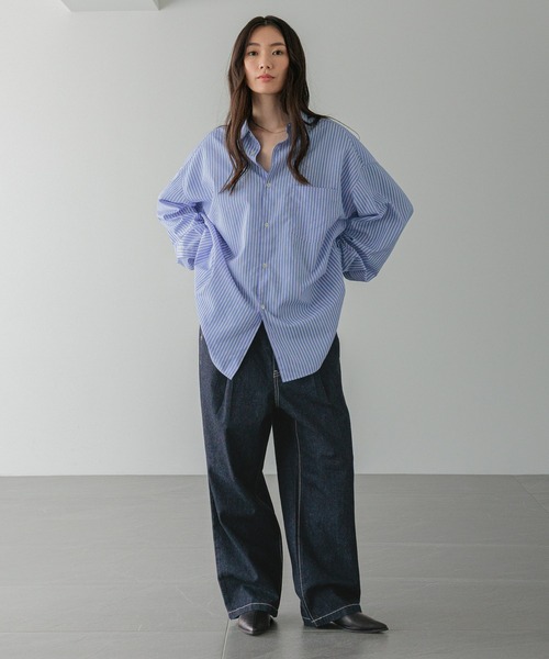 LOWRYS FARM（ローリーズファーム）の「【LFM(U)】デニムタックワイドパンツ　 571356（デニムパンツ・メンズ・ブルー/ブラック・MEDIUM/LARGE）」の19枚目の写真