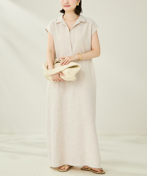 セール】COTTON LINEN SKIPPER ワンピース（ワンピース）｜Plage
