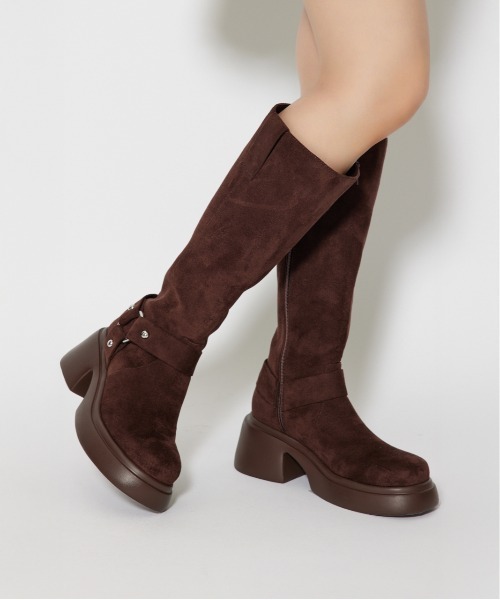 rienda（リエンダ）の「ロングエンジニアブーツ  靴（ブーツ・レディース・ブラウン/ブラック・SMALL/MEDIUM/LARGE）」の2枚目の写真