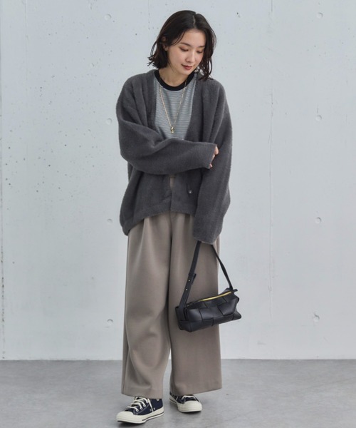 Doux archives（ドゥアルシーヴ）の「【昨年即完売アイテム】ダブルフェイスシャギーカーデ（カーディガン/ボレロ・レディース・ブラウン/チャコールグレー/ブルー/アイボリー・FREE）」の9枚目の写真