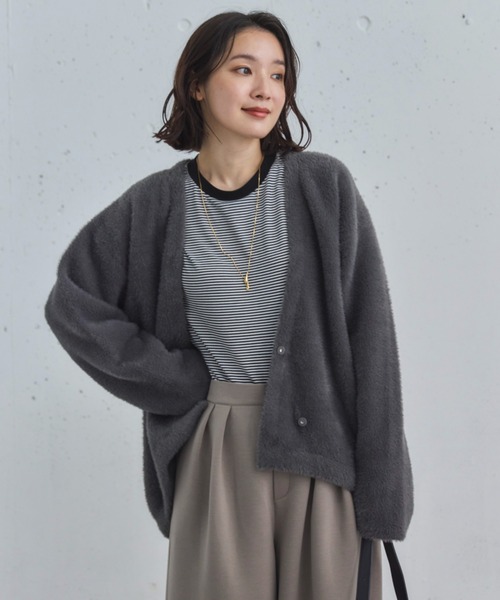 Doux archives（ドゥアルシーヴ）の「【昨年即完売アイテム】ダブルフェイスシャギーカーデ（カーディガン/ボレロ・レディース・ブラウン/チャコールグレー/ブルー/アイボリー・FREE）」の15枚目の写真